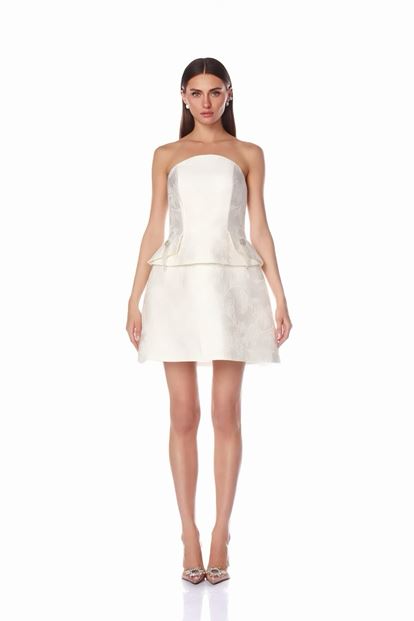 Minivestido de noche blanco con borlas de cristal 